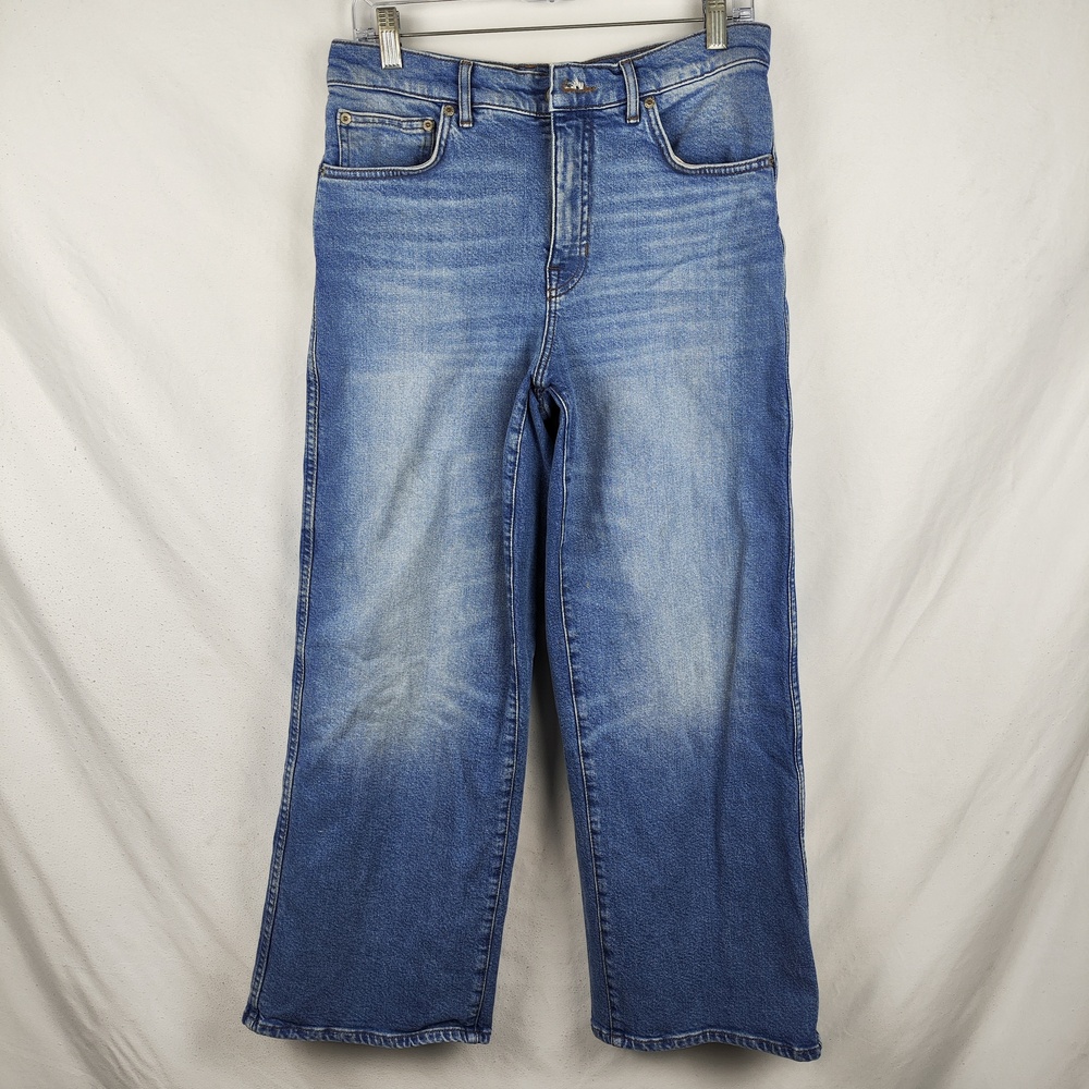 J Crew Wide-Leg Ankle Jeans Womens 30 Light Wash High Rise Stretch Denim